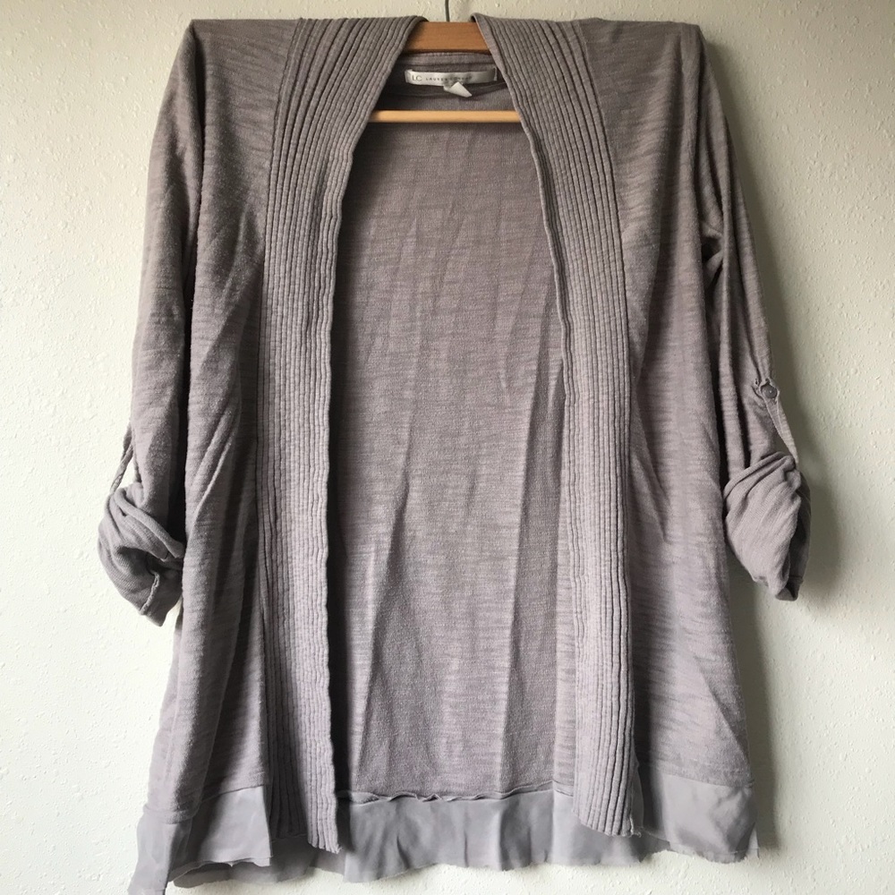 LC Lauren Conrad open front grey cardigan